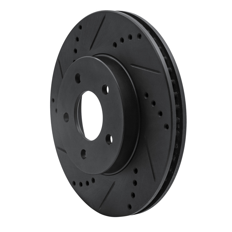 Chevrolet Equinox Brake Rotor (1) - Front Left - R1 Concepts - Drilled & Slotted - Black - `02-`07